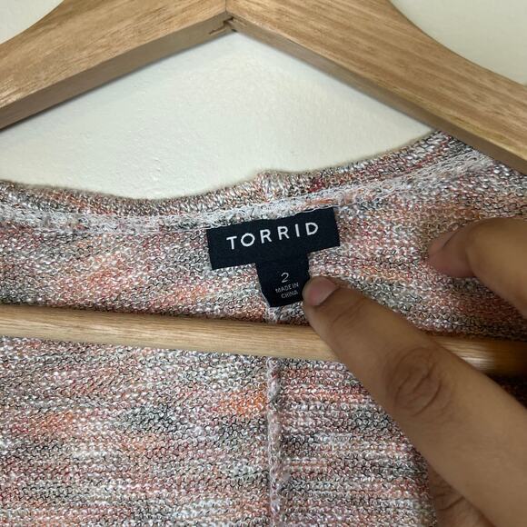 Torrid Space Dye Short Sleeve Cardigan Sweater Fall Size 2X - Picture 3 of 6